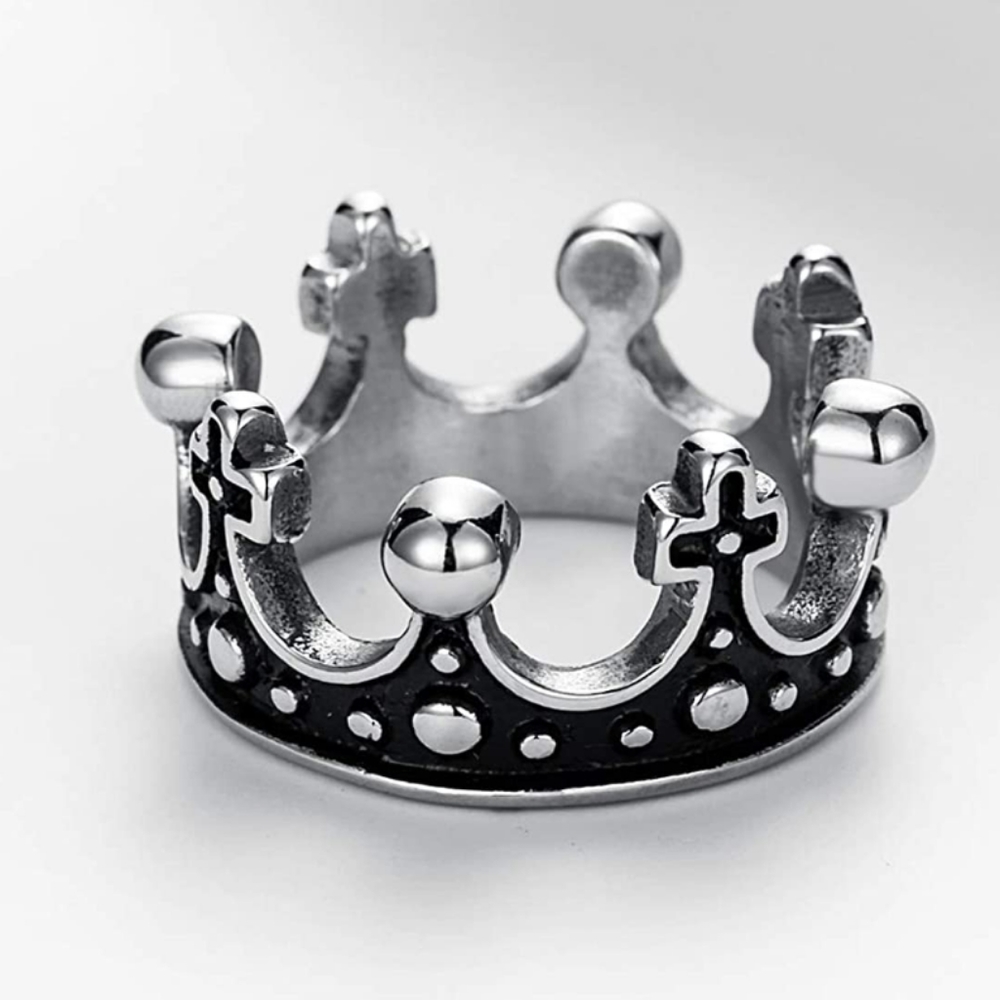 Sirius Vintage Stainless Steel Crown Ring Size 7